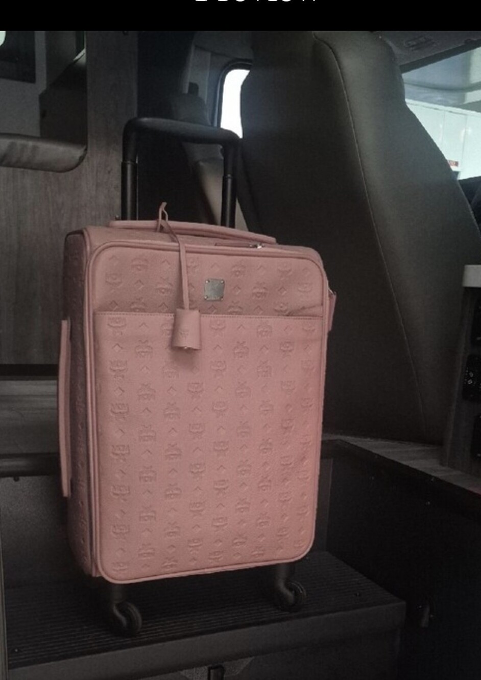 MCM Pink Embossed Carry-On Spinner Rolling Trolley Wheels Luggage